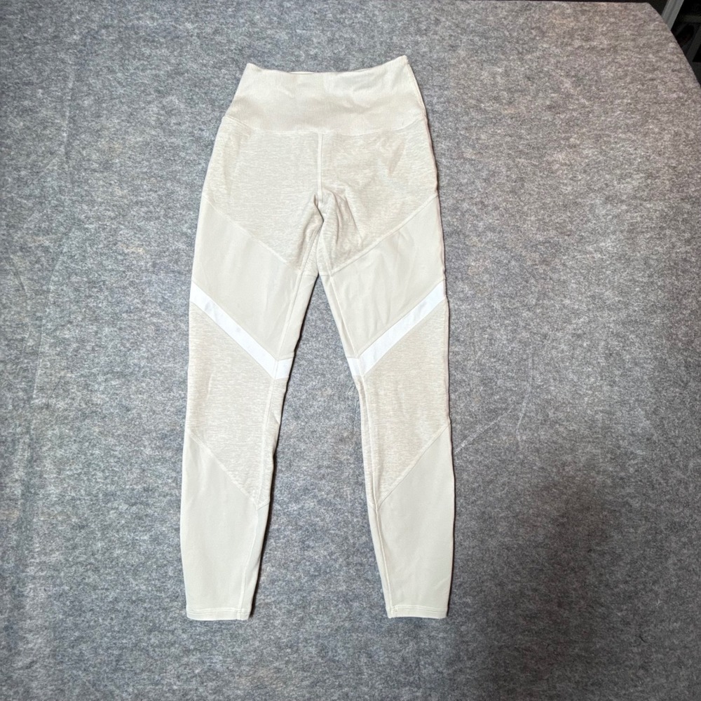 Alo Yoga High Waist Moto Panel Leggings Womens XS Bone Beige Athletic